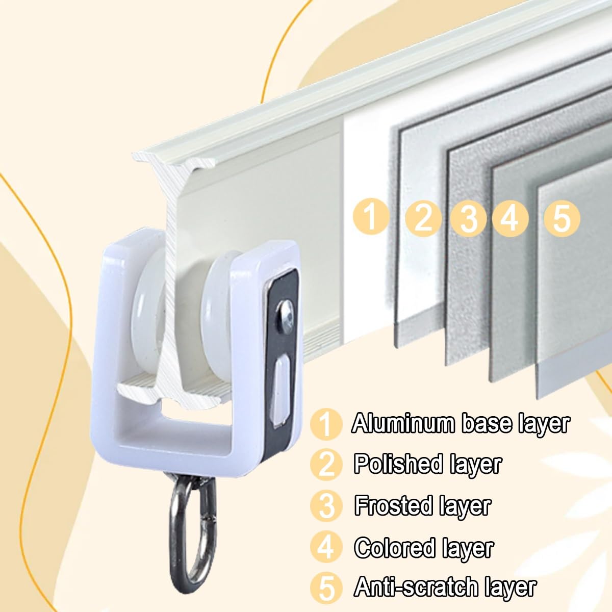 Generisch Decken-/Wand Gardinenstange Vorhangschiene aus Aluminiumlegierung Flexible und Biegbare Gardinenschiene Weiß Rosa mit Clips und Haken 100cm-500cm für Badezimmer Büro(Pink,270cm/8.9ft)