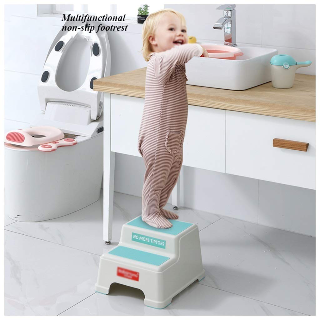 Polsterhocker, Double Level Sicher Robust Schuhbank Wechseln Sofa Schritt Fußbank Anti-Rutsch Unisex-Kleinkind Hockender Toilettenhocker Zum Bad Wohnzimmer (Farbe : Grün)