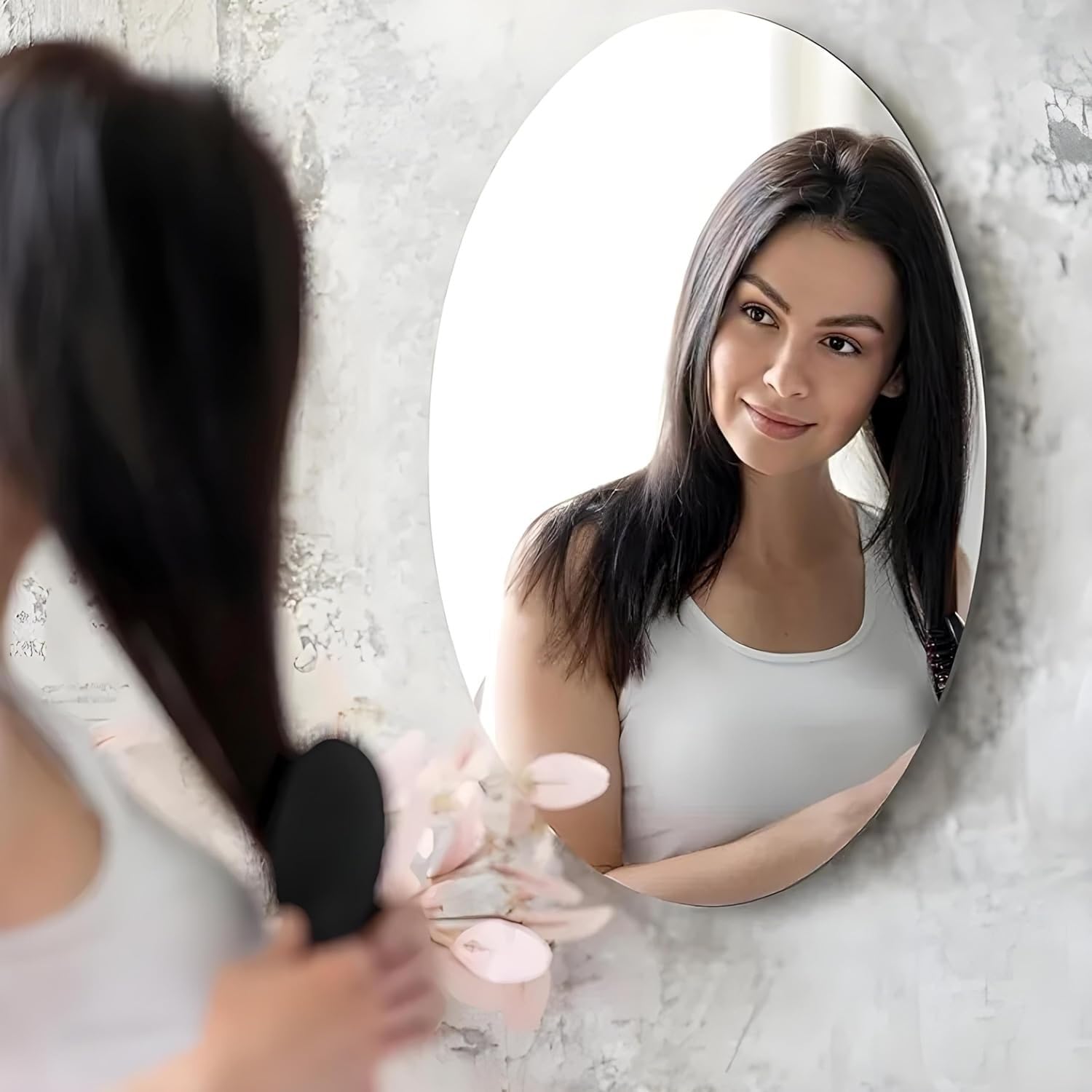 Buy Oval Shape Adhesive Mirror Sticker for Wall on Tiles Bathroom