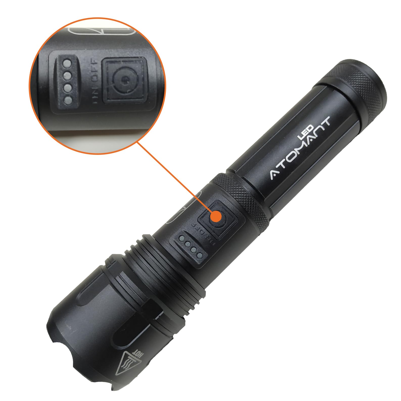 LED ATOMANT 4x Linterna LED Zoom USB Recargable con Bateria 5 Modos Luz | IPX4, Larga duracion, Alta potencia