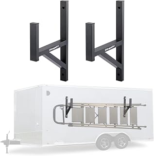 BougeRV Heavy Duty Side Mount Trailer Ladder Rack - 353 lbs Capacity Steel Racks with Bungee Cords for Trailers, Vans & Garages