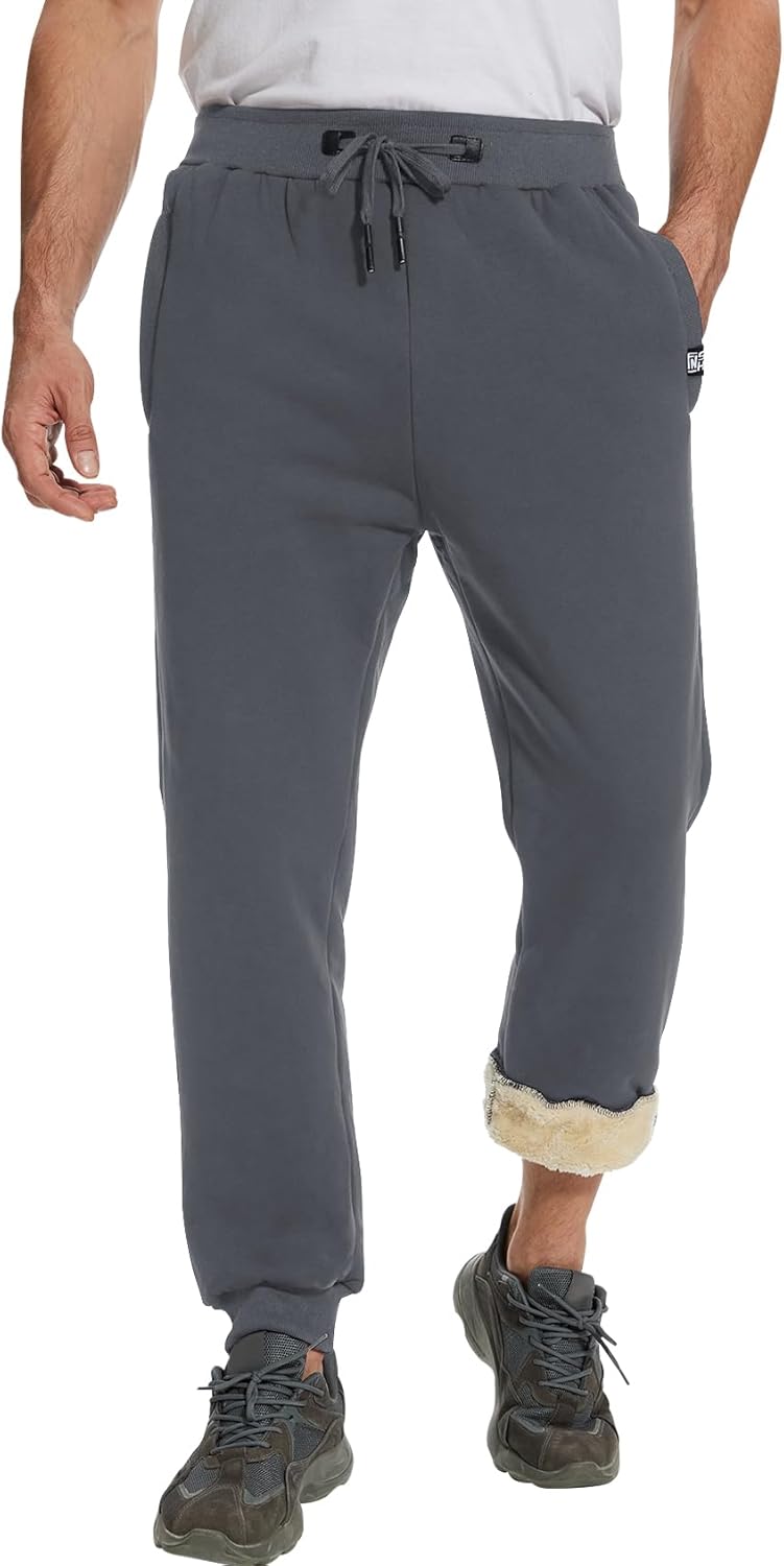 Flygo Men's Fleece Pants Winter Warm Joggers Pants Active Sherpa Lined Sweatpants - Image 2