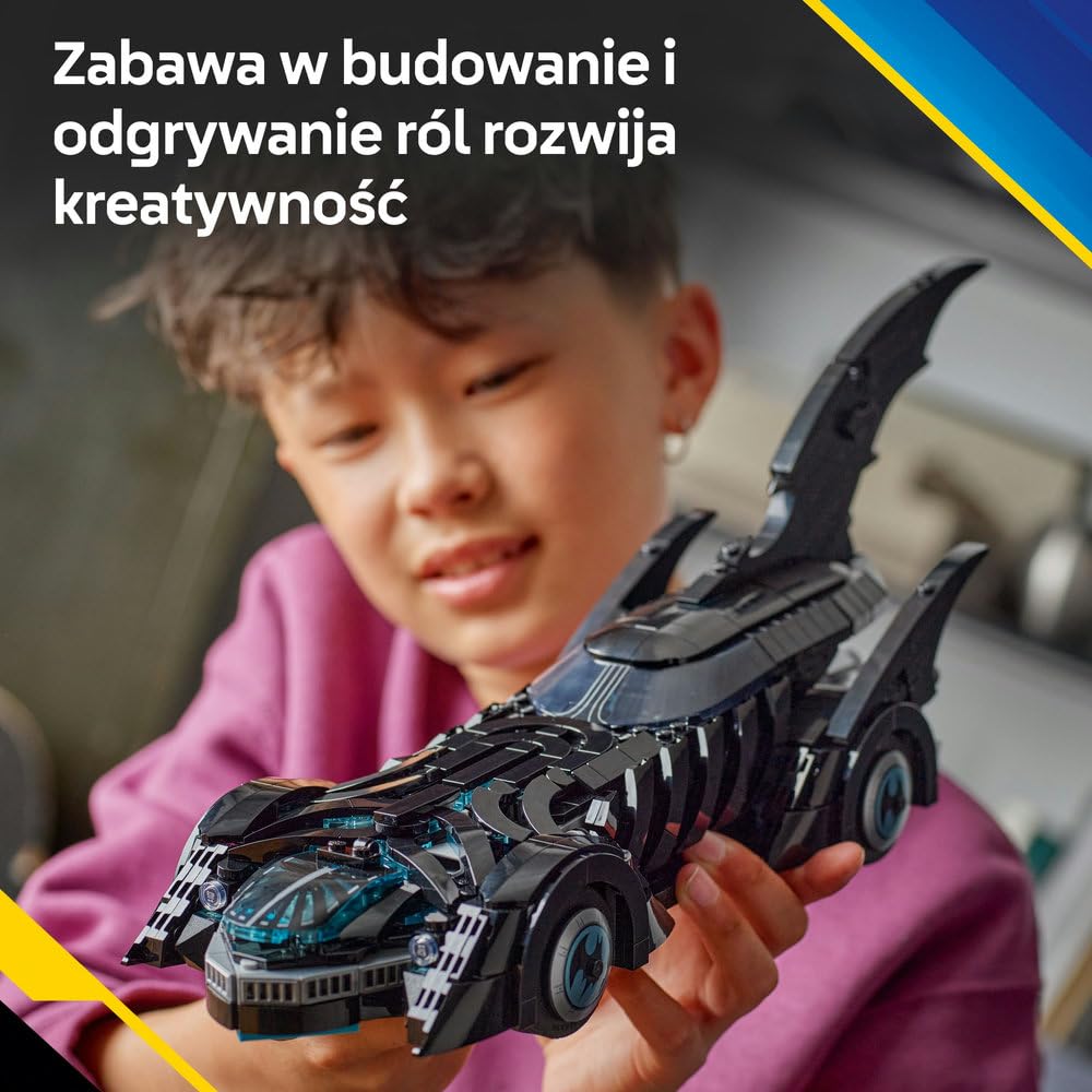 LEGO DC Batman: Batmobil Batman Forever, prezent dla nastolatków, zabawka konstrukcyjna z modelem pojazdu, zestaw kolekcjonerski z minifigurką dla fanów superbohaterów, dla chłopca i dziewczynki 76304