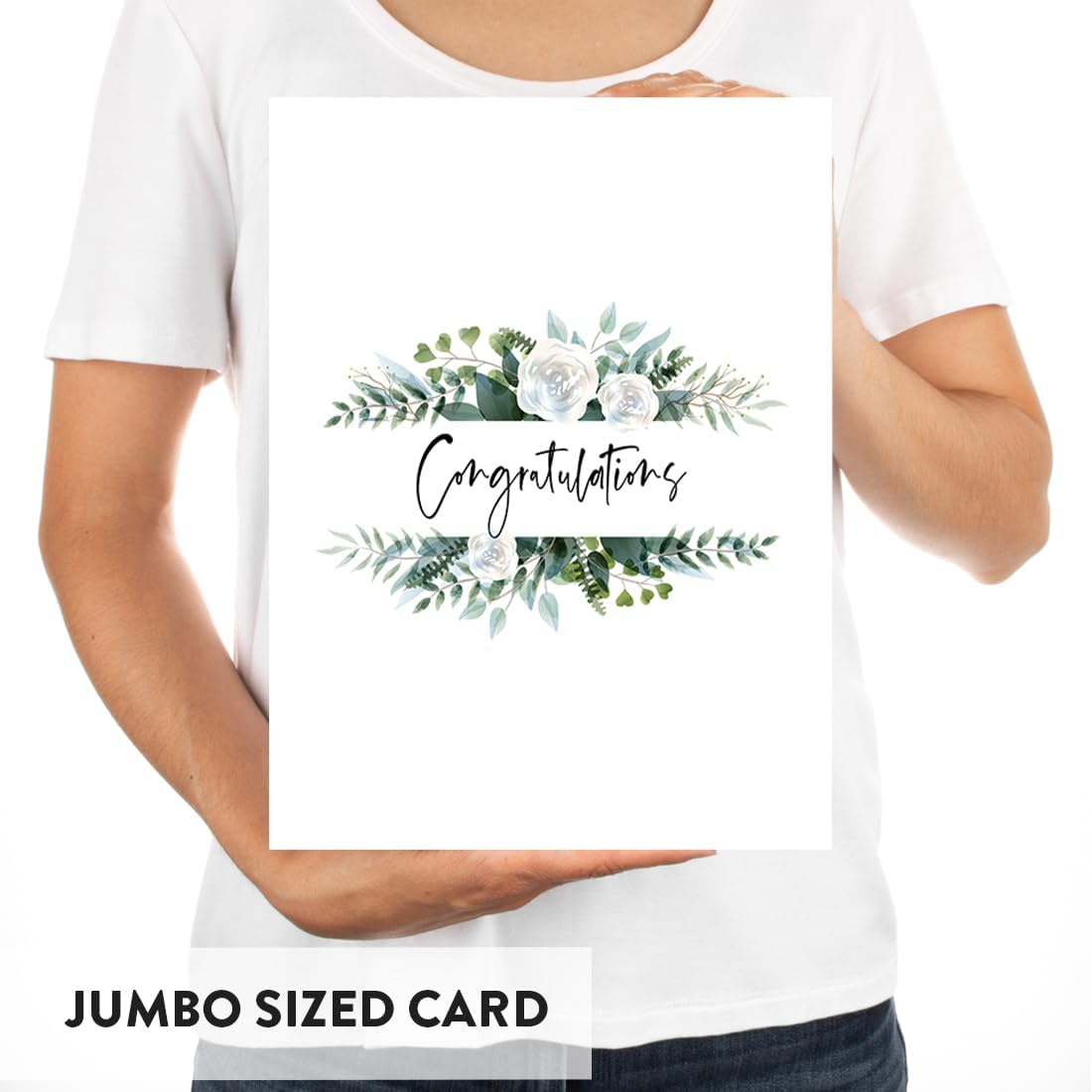 Andaz Press Funny Congratulations Jumbo Card With Envelope, Floral Design, Engagement, Pregnancy, Graduation, New Home, New Job, Retirement Greeting Card for Her, Women, Friend, 8.5 x 11 inch, 1-Pack