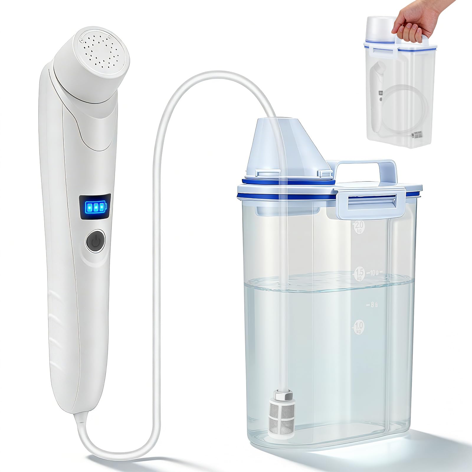 Bidet Portable 3L, Bidet Électrique de Voyage Rechargeable USB avec Batterie 2200mAh, IPX6 Étanche, Douchette à Main pour Toilettes Camping Randonnée, Hygiène Personnelle pour Femmes Hommes Seniors