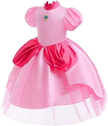 Miniatura 2 de WOPLAY Princess Dress for Girls,Girl's Princess Peach Costume for Kids Cosplay Party Dress Up