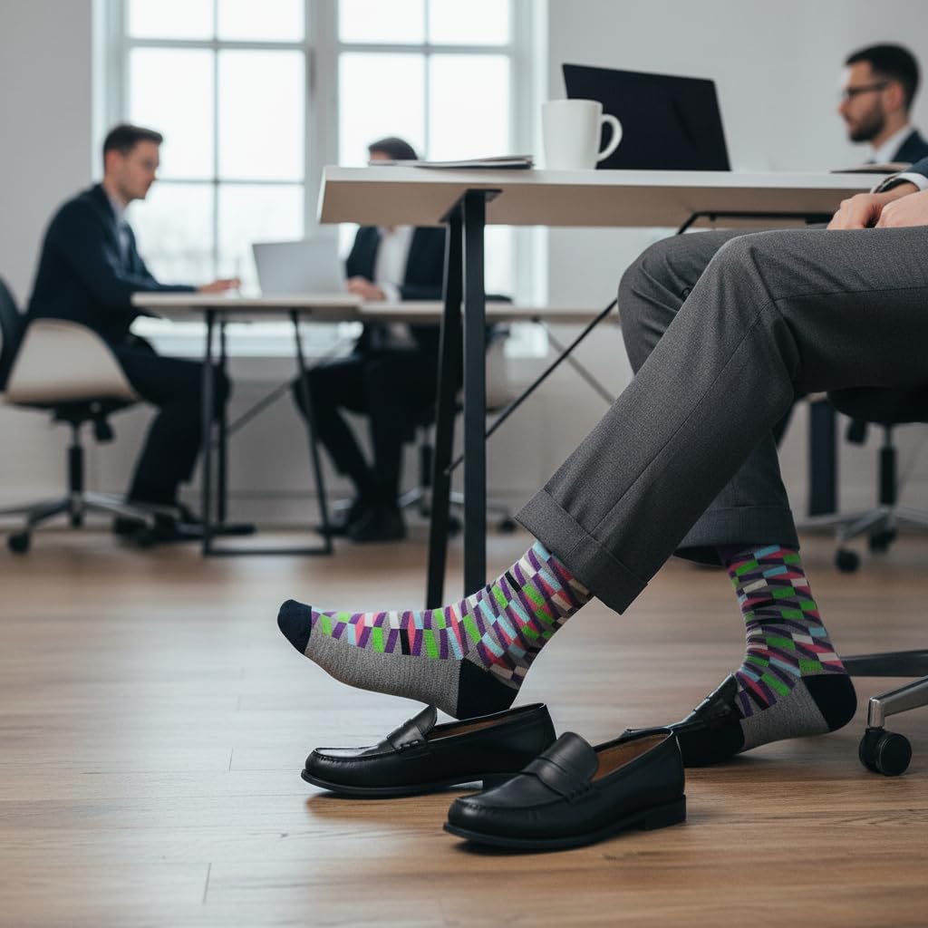 Diamond Dress Socks Funny Novelty Crazy Fun Design Men Size 8-12 Cotton Casual Crew Colorful Funky Gift for Men