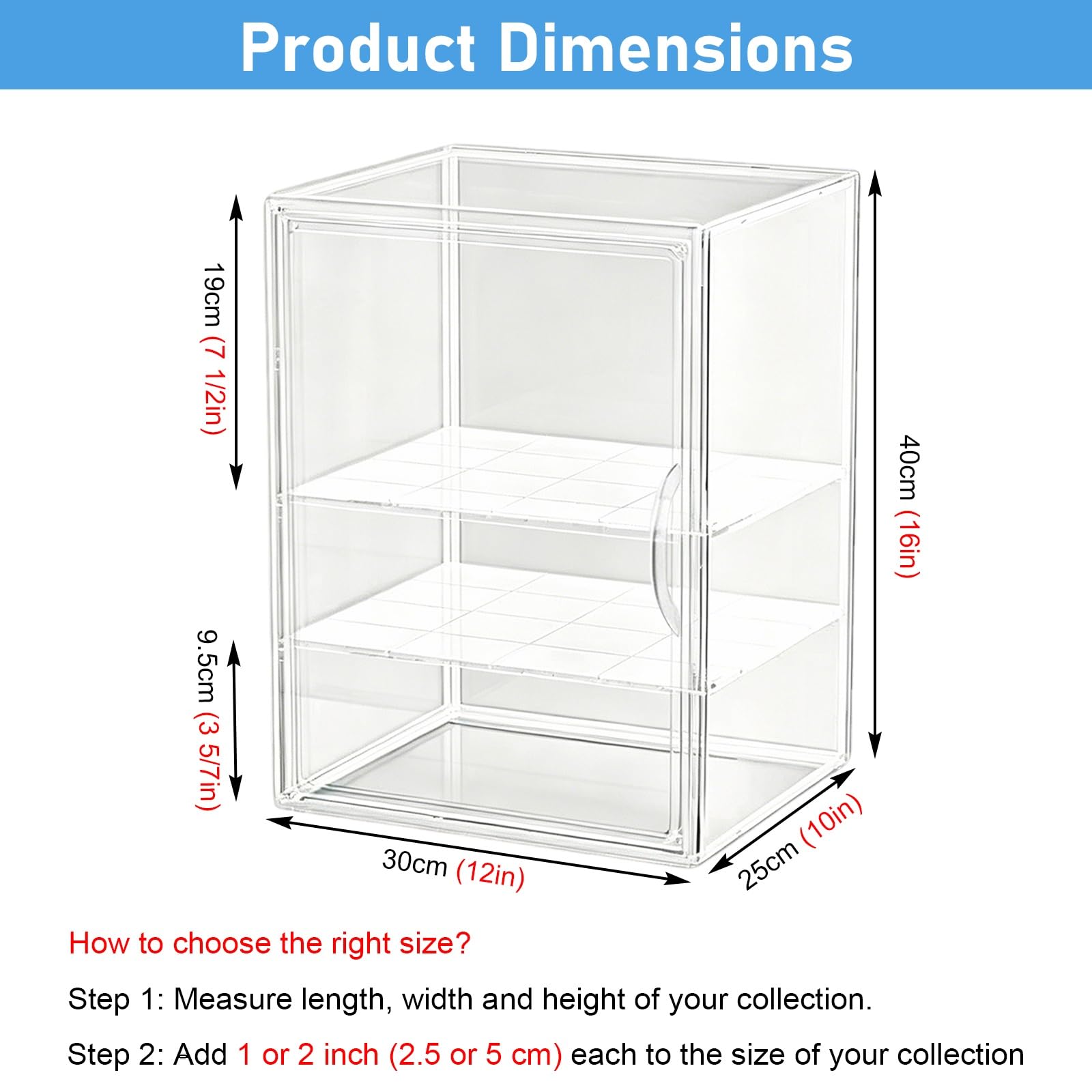 Teca Plexiglass Vetrina in Acrilico Impilabile, Scatola Portaoggetti Trasparente per Action Figure/Miniature/medaglie, Vetrina per Collezionisti in Acrilico di(3 Tiers)