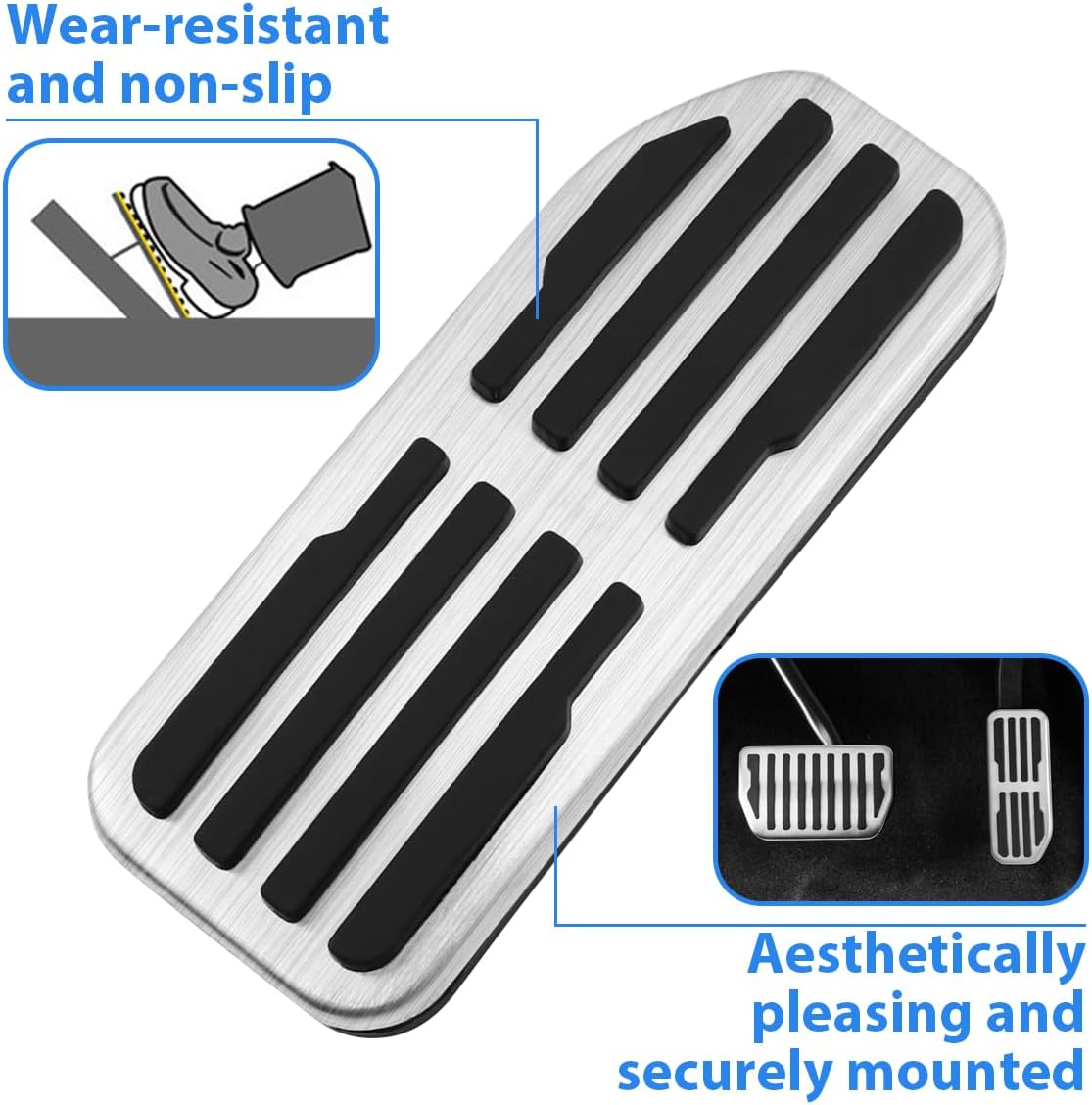 Non-Slip Foot Pedal Cover Compatible for Land Rover Range Rover Velar 2018-2025, Compatible for Jaguar F-Pace XE XF 2016-2024 Accessories, Brake Gas Accelerator Pedal Cover Not Drill