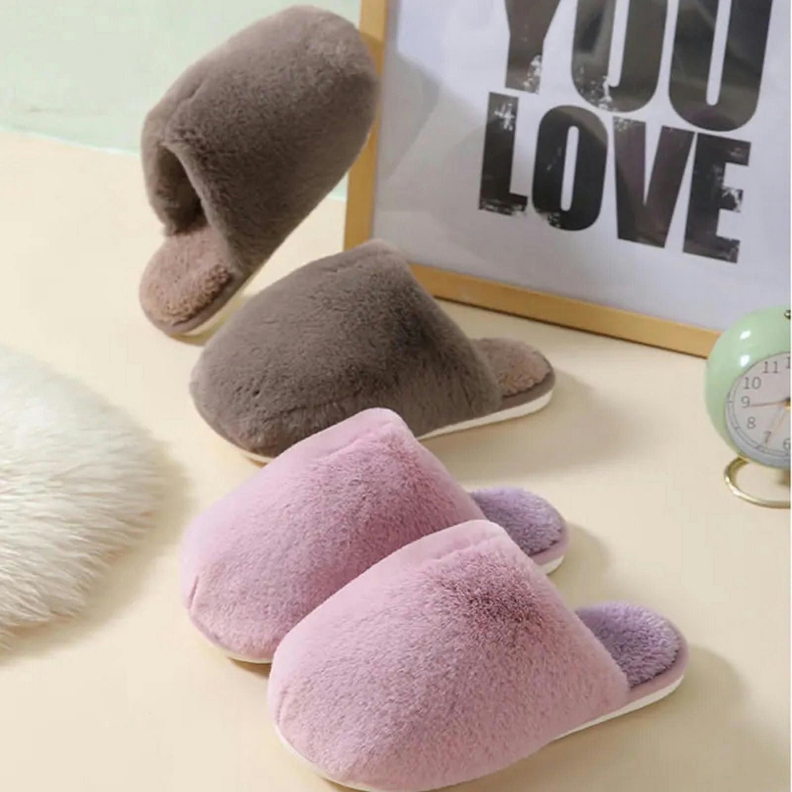 Zapatillas Zapatillas Para Mujeres Hombres Invernal Zapatillas Calientes Zapatillas De Algodón Pareja Zapato De Pisos De Interior