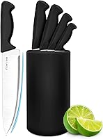 Vista 1 de Knife Set, 6-Piece Kitchen Knife Set, German High Carbon Stainless Steel, Durable & Easy Clean Knife Block, Black