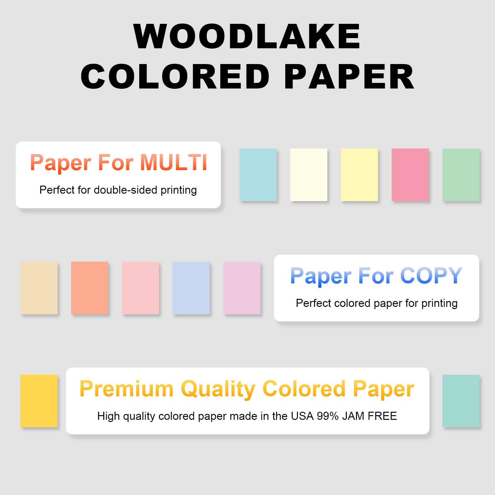 Woodlake Carta per fotocopie verde, carta colorata per stampante, 21,6 x 27,9 cm, 9,1 kg/75 g/m², carta per computer, 200 fogli, carta pastello multiuso, prodotta negli Stati Uniti