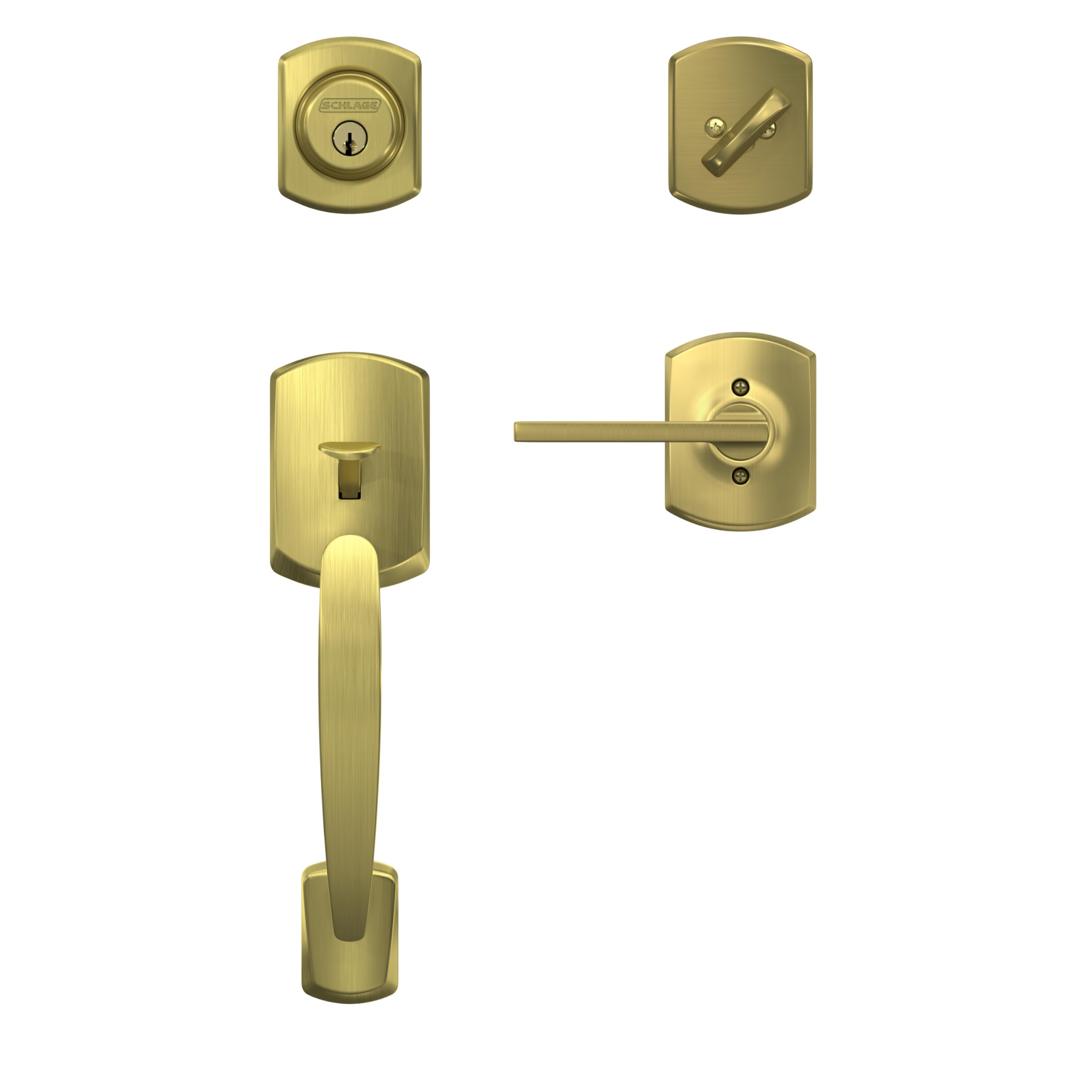 Schlage F60 GRW 608 LAT GRW Greenwich Front Entry Handleset with