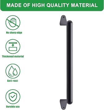 SELEWARE 17 Inch Black Playground Safety Handles, 6 Pack Metal Grab Bars