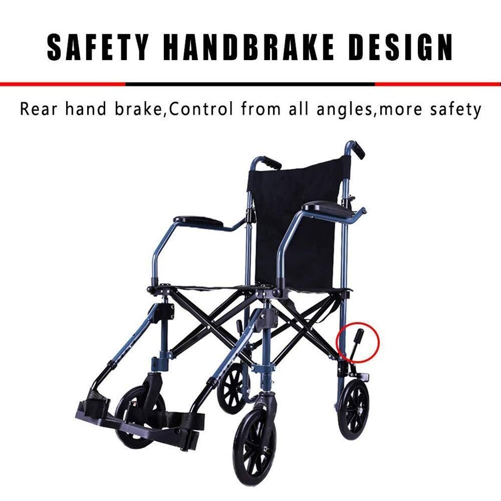 Silla de ruedas portátil plegable de aluminio súper ligero con bolsa de viaje autopropulsado carro avión, portátil