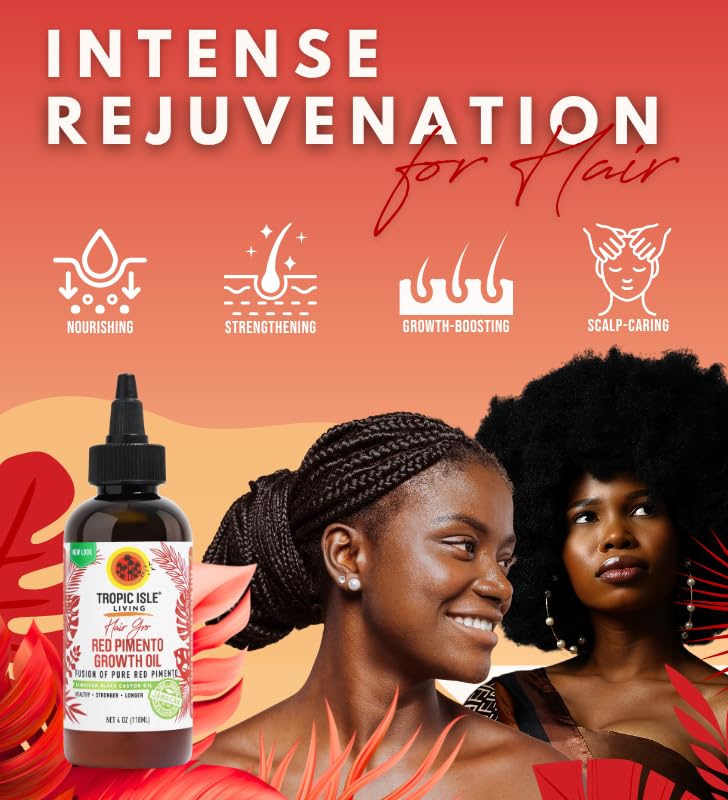 3x Strong Roots Red Pimento Hair Growth Oil – 4oz Bundle with Tropic Isle Jamaican Black Castor Oil – Nourishes, Hydrates, and Revitalizes Hair – Gift Set (3 Items)