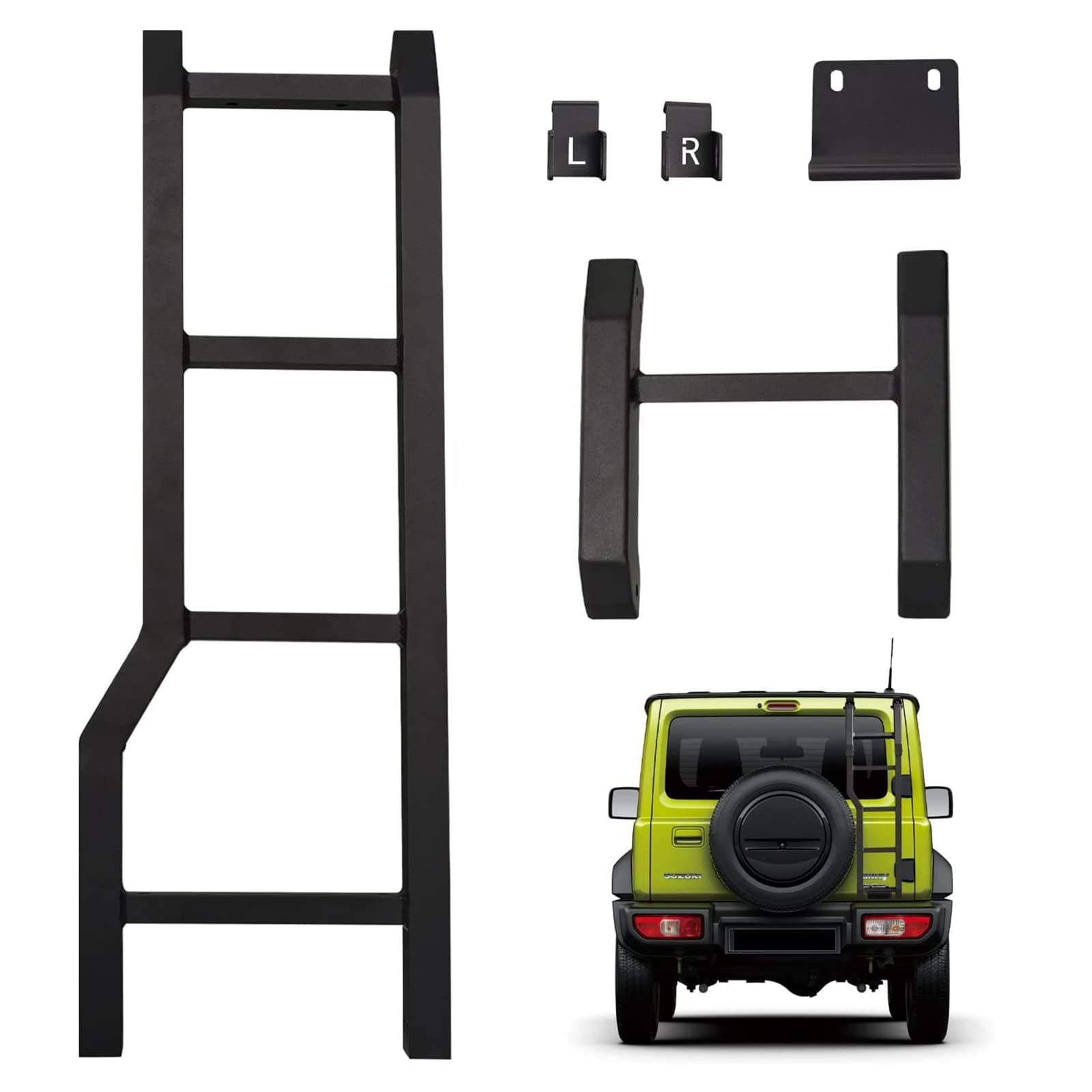 OLOTU Auto Hecktür Leiter Klettern für Suzuki Jimny JB64 JB74 2019 2020 2021 Aluminiumlegierung Trittleiter Outdoor Zubehör Rear Tail Door Ladder