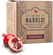 Virgin Olive Oil Nabulsi Soap Bar - 1 Pack 4.4 OZ 100% Pure Olive Oil Soap for Face & Body - Traditional Soap with Real Scent - Chemical Free Soap Bar for Men & Women (Pomegranate)