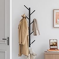 Vista 1 de Perchero de pared vertical de bambú para pared, perchero de pared, árbol, perchero, perchero flotante para sombreros, chaquetas, bolsos, entrada
