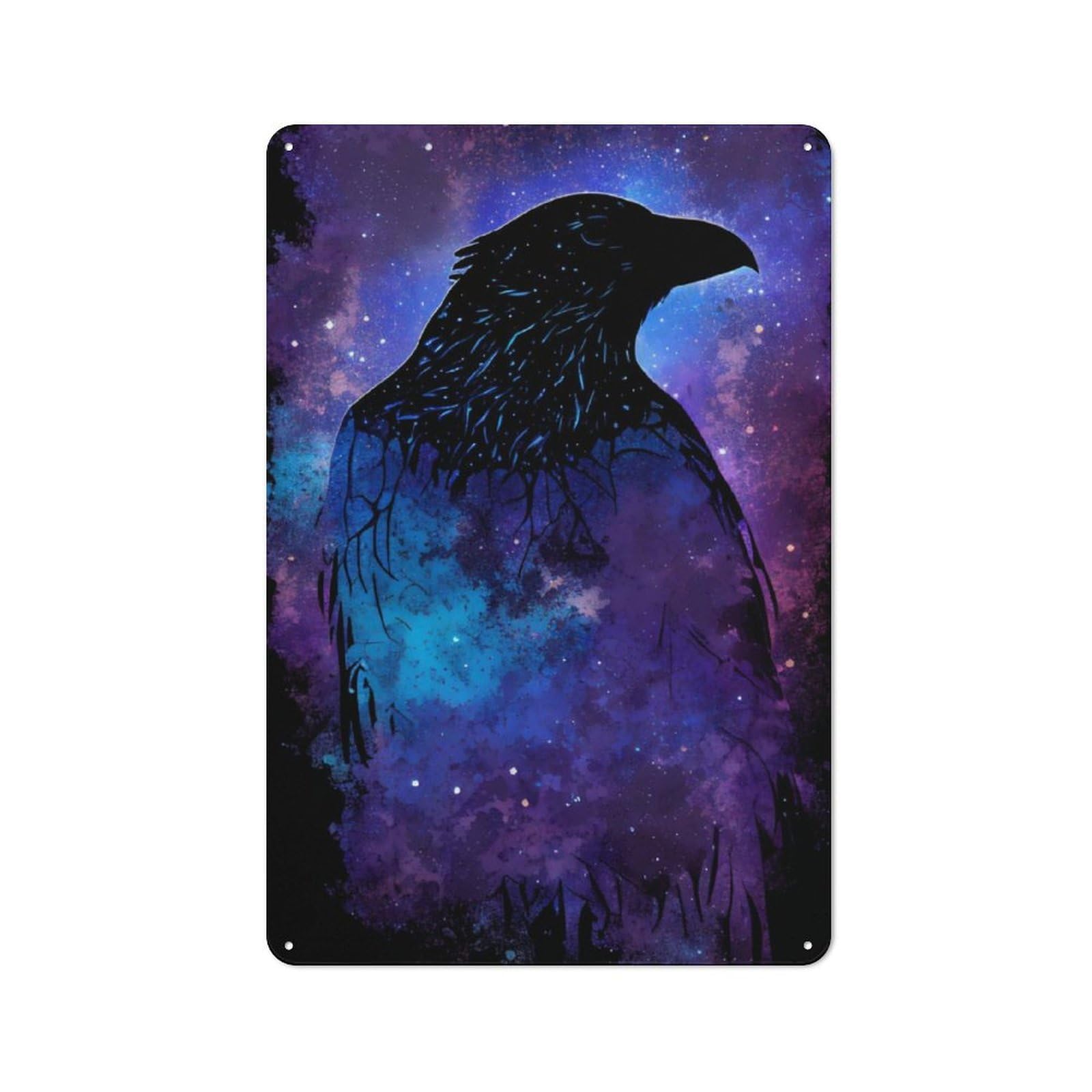 Junmoney Crow Ravens Retro Vintage Tin Sign 30X20cm, Retro Room Decor For Lounge, Study, Pub Or Wall Gallery