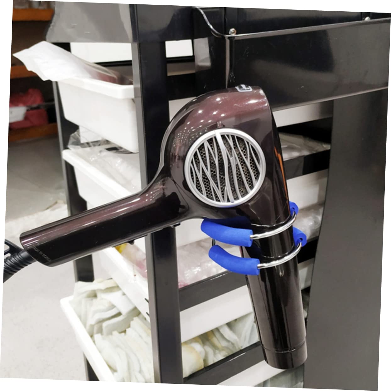 FRCOLOR 4 Sätze Fönständer Trimmer Halter Lockenwickler Clipper Gummibänder Hair Dryer Holder Bad Wandregal Friseurbedarf Wandmontiertes Hängeregal Rostfreier Stahl 2 Stück * 4