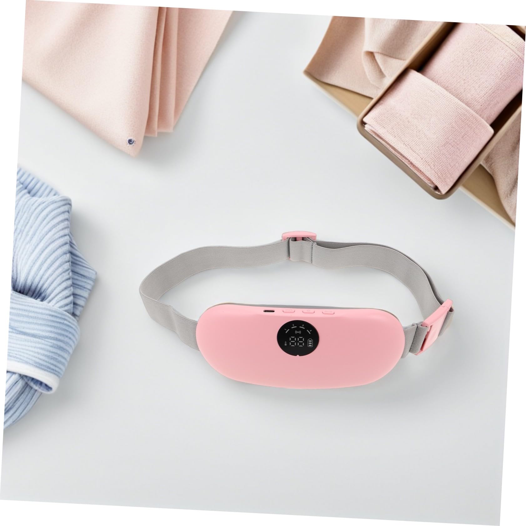 HANABASS Cinturón Calentador Menstrual Portátil con Masaje para Abdomen y Espalda, Diseño Delgado y Ligero, Silicona y Abs, 2000mah, Adecuado para Relajarse en Casa