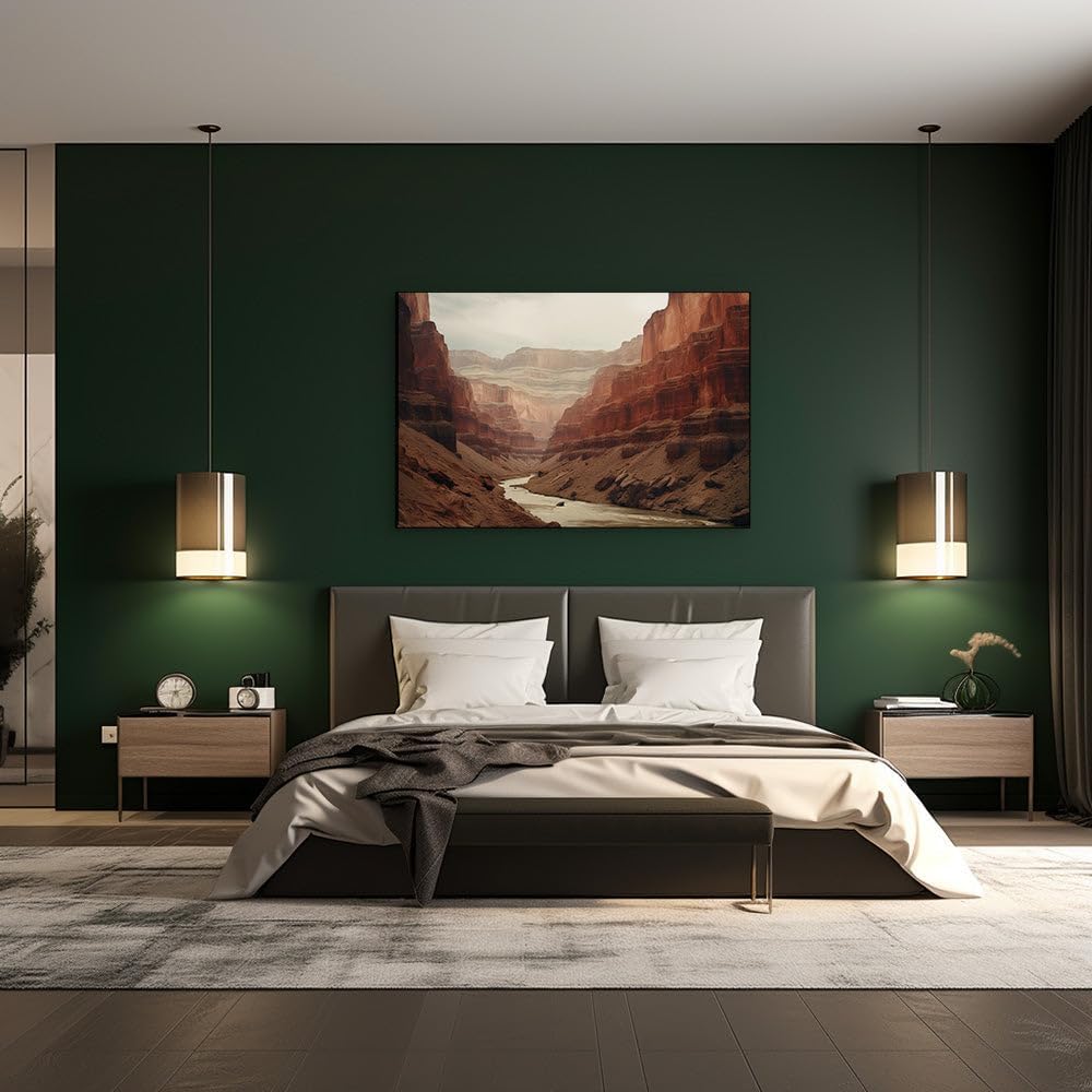 Canvas for Living Room. Majestic Canyon Wonders: A River's Serpentine Journey Through Colorful Cliffs, 27 x 18 inch Canvas Wall Art - Modern Home Decor