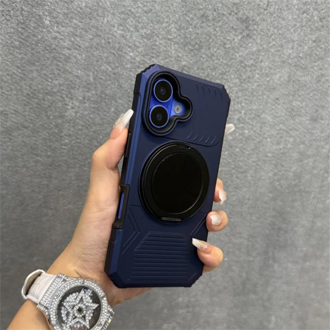 Support mécanique pour étui iPhone 16 bleu idéal pour vos appels vidéo