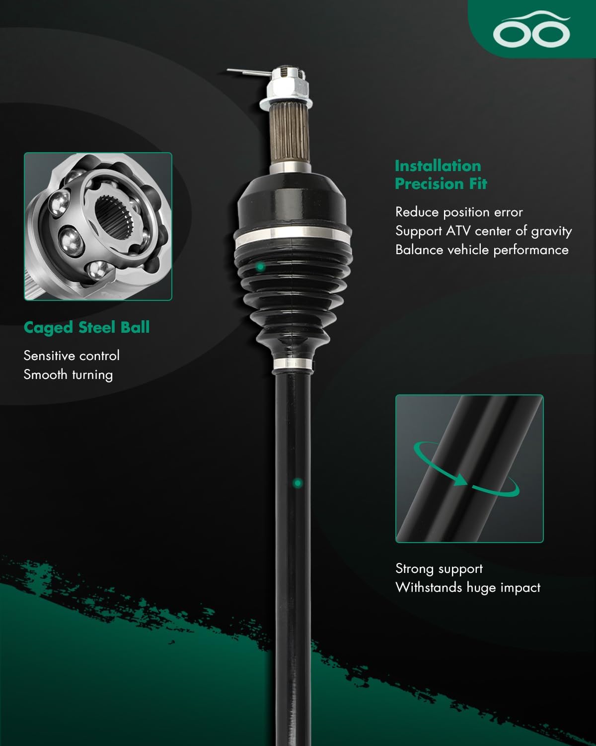 SCITOO Rear Left Right CV Axle Fit 2016-2020 for Polaris General 4 900/1000 2015-2020 for Polaris RZR S 900/1000 2019-2020 for Polaris RZR S4 900/1000 1333946 1333263 2PCS