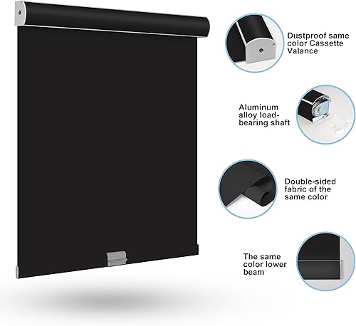 Miniatura 2 de Boolegon Persianas enrollables opacas sin cordones para ventanas, con cenefa de casete, enrollables, aislamiento térmico, ahorro de energía, para
