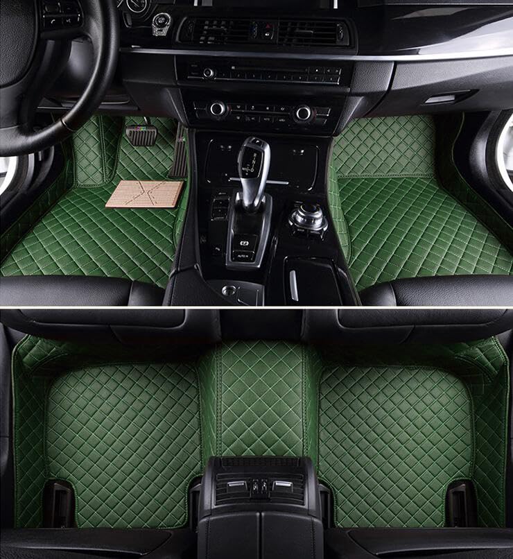 MOUPL Custom Car Floor Mats for 99% of Cars, Trucks, and SUV Waterproof Leather Automotive Vehicle Specific Floor Liner Car Accessories (Green car mat)