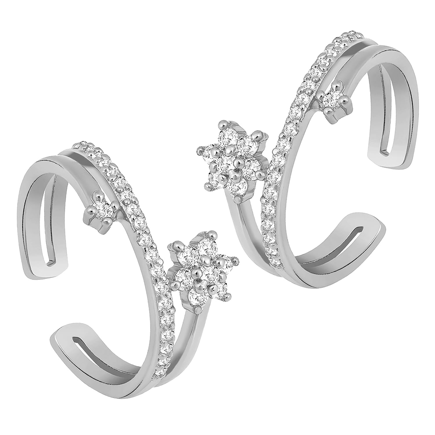 peora Gold Plated Rani Pink Cubic Zirconia Studded Fancy Toe Ring Adjustable Bichiya Stylish Fashion Jewellery-picture-20