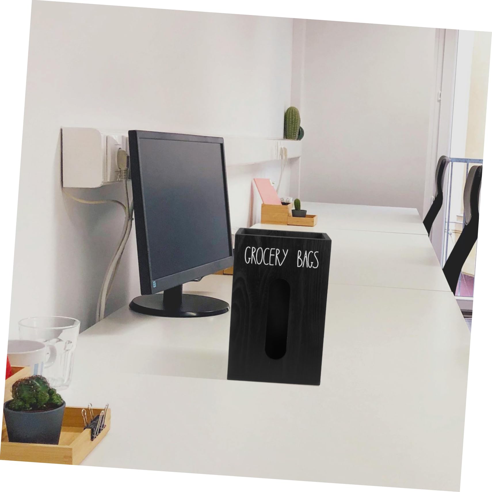 Alipis Elegante Contenitore Organizer in Legno - Contenitore per Sacchetti della Spesa E Sacchetti della Spazzatura