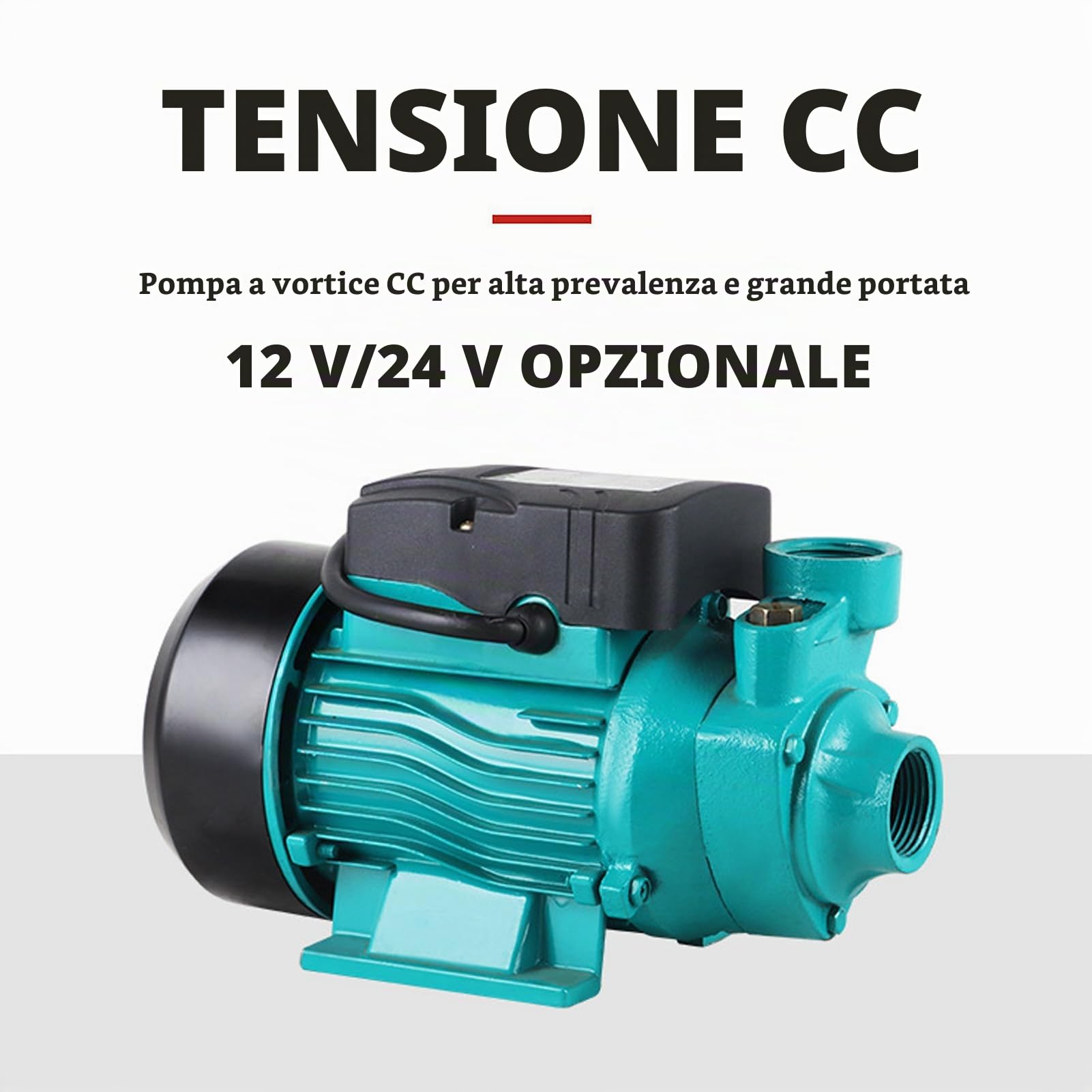 Elettropompa Acqua Trasferimento, Pompa Solare Acqua 12v 24v, Pompa Autoadescante 35 L/min 25 M, Elettropompa Solare Silenziosa per Irrigazione Pozzi Poco Profondi Trasferimento
