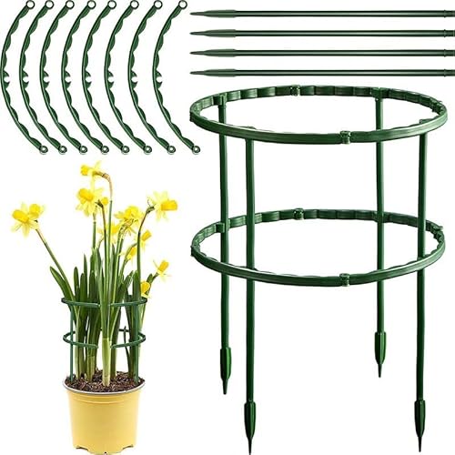 12pcs Plant Support Stakes, Upgrate Double-deck Spliceable Half Round Plant Support Ring,Garden Flower Support for vegetables,succulent plants,roses,lilies,Indoor Plant Stake(5.5X9.5)