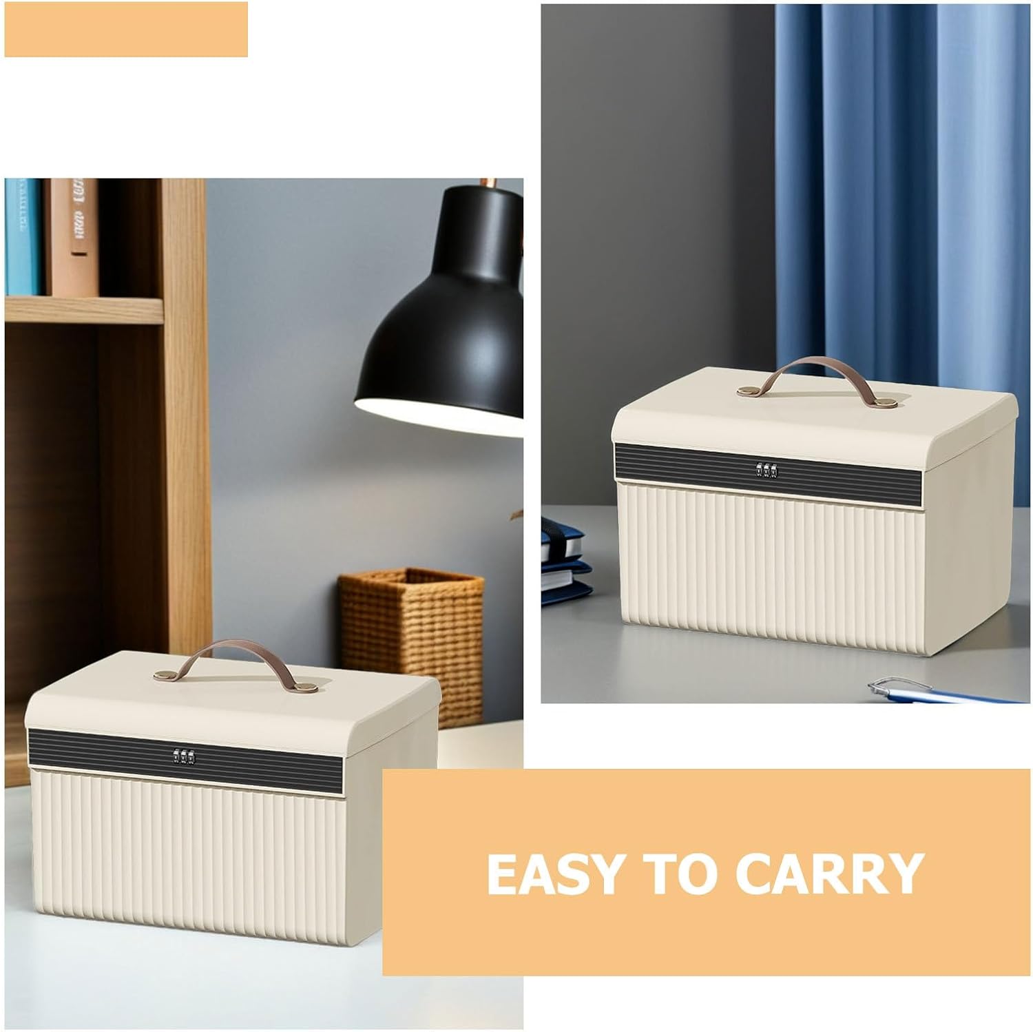 DOITOOL Lockable Storage Box: Lockable Safety Box with Combination Code Password Storage Bin for Files Money and Jewelry Plastic Case for Privacy and Security