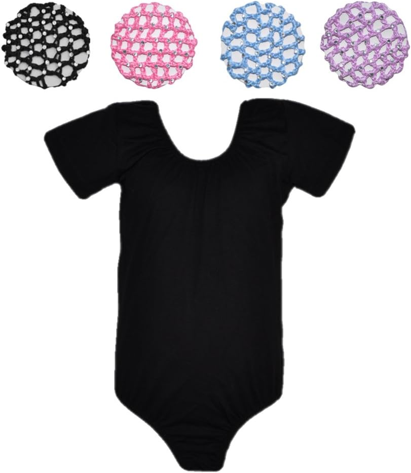 GoForDance Leotard with Rhinestones Crochet Hair Bun Cover Set