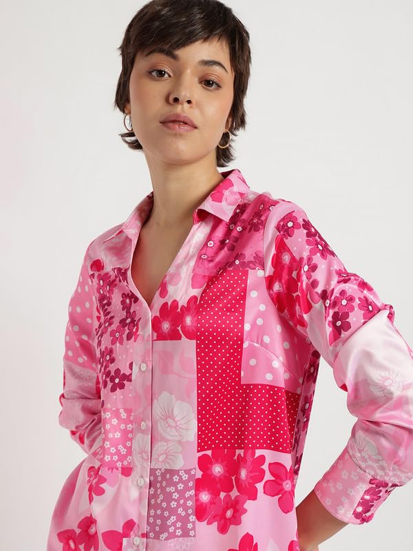 Image of FableStreet Women Shirts | Comfort Fit Spread Collar | Premium Satin Fabric for Formal, Business Casual