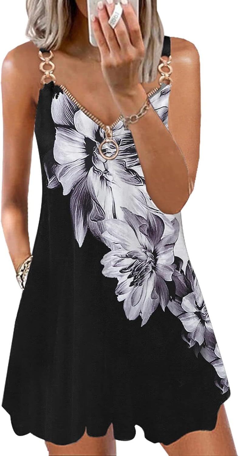 ETCYY Women's Summer Dresses 2026 Casual Sleeveless V Neck Loose Cover Up Beach Sundresses with Pockets