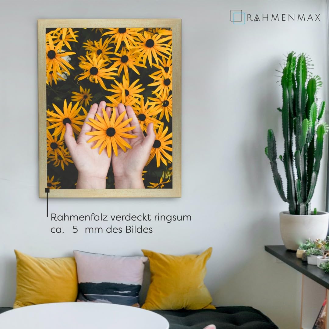 Morena MDF Rahmen für Bild 80x98cm Sand gewischt mit Acrylglas | zum Aufhängen Hoch- und Querformat/Maßanfertigung möglich/Puzzle Rahmen/mit 1mm klarem Acrylglas