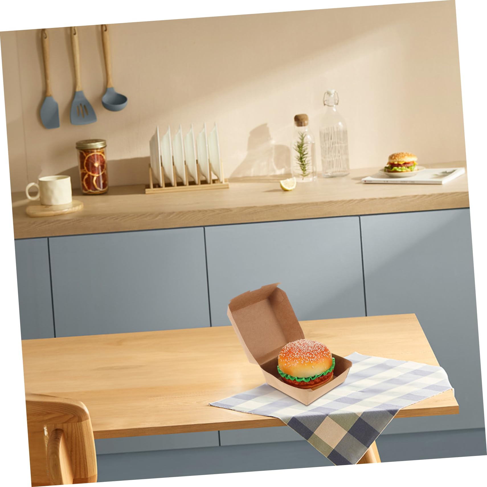 Hemobllo Scatole per Hamburger da Asporto 30 Pezzi in Carta Kraft, Resistenti al Grasso, per Panini, Snack e Picnic
