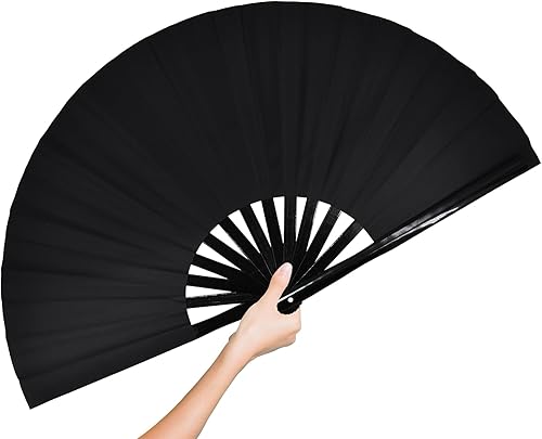 Ventilador de mano plegable grande para mujeres y hombres, ventilador plegable de bambú renacentista para festivales, EDM, baile, sofocos, regalo,
