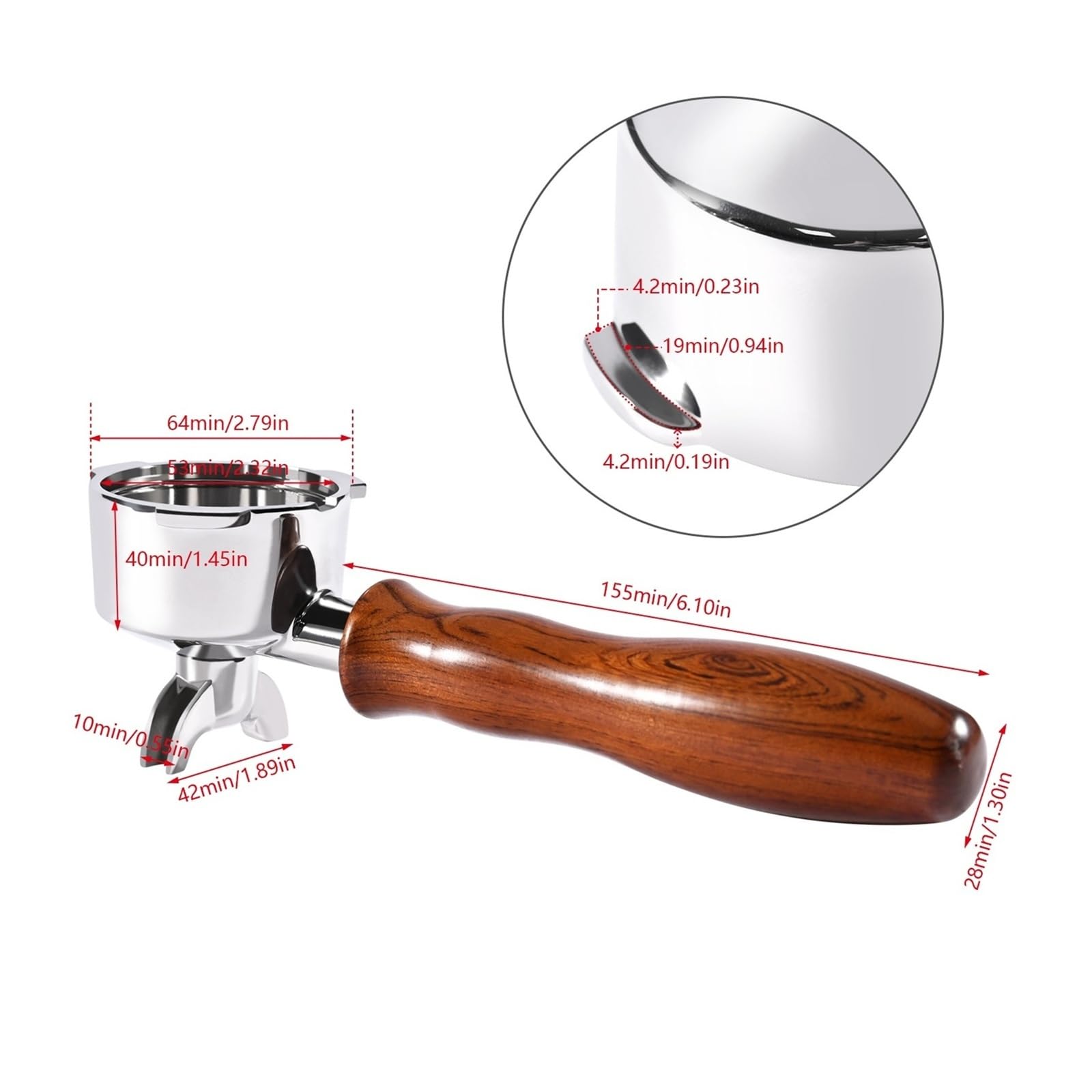 Portafiltro De Café Con Doble Boquilla De 51mm Y 3 Orejas, Homix H11, Compatible Con Oster, Compatible Con HiBREW, Mango De Repuesto For Cafetera(51mm 3Ear Black)