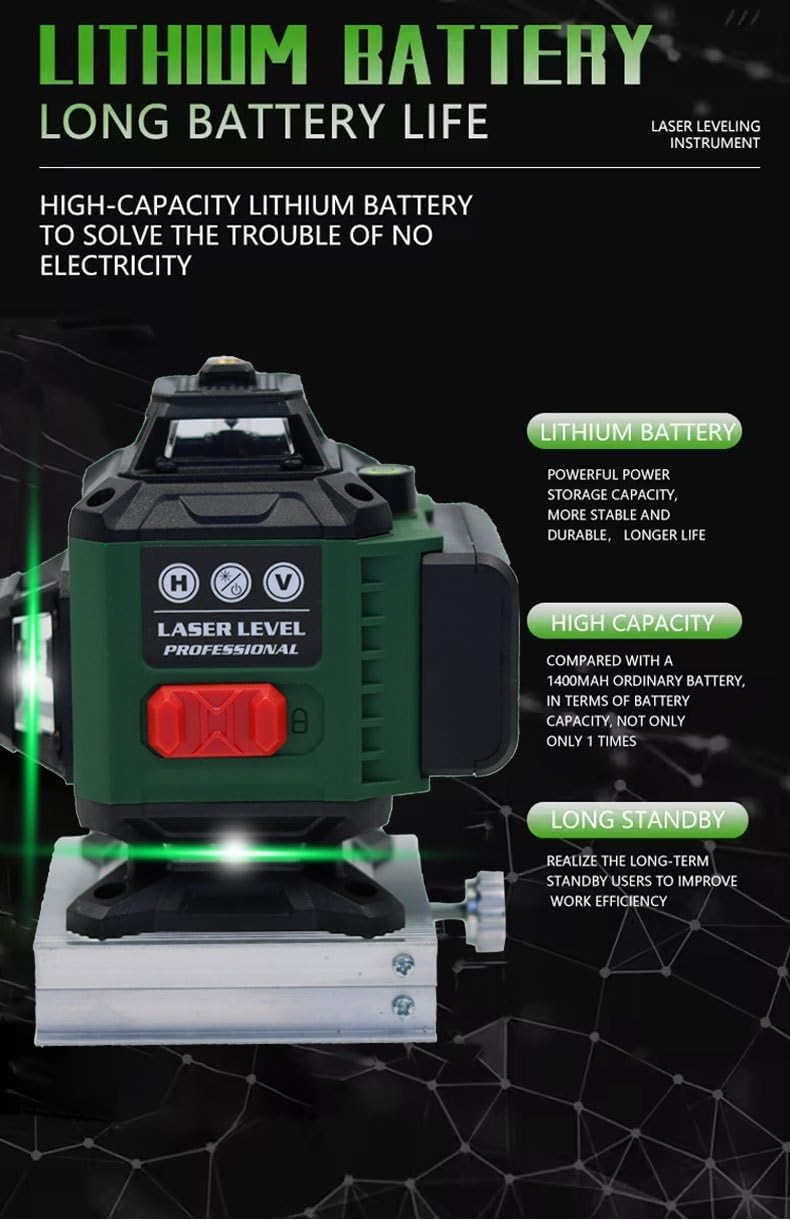 16 Lines Multi-function Level Meter High Precision Green Light Wall Sticker Floor Meter Remote Control