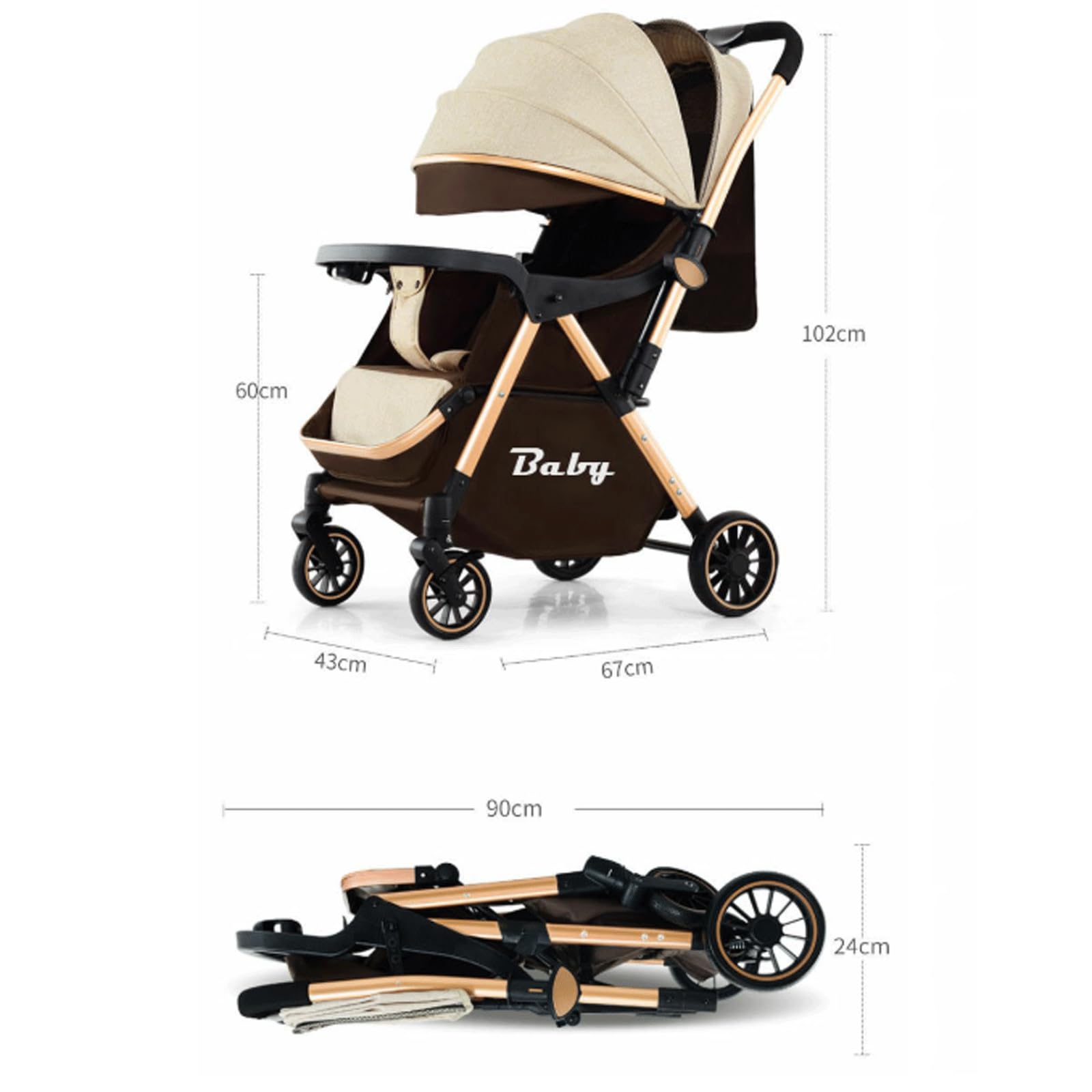 wózek dziecięcy Travel Stroller kan gaan zitten of liggen lichtgewicht opvouwbare paraplu-kinderwagen vierwielige tweerichtingshandelwagen wózek spacerowy
