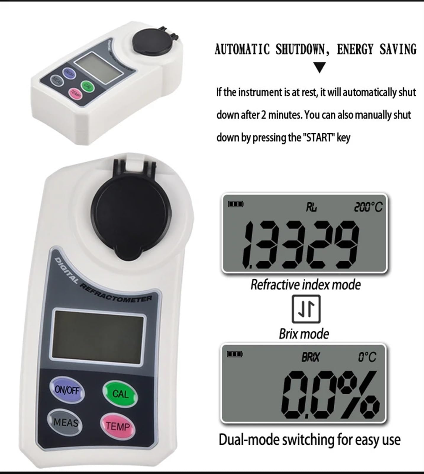 Refraktometer, Digitales Refraktometer, Zuckergehalt 0~55% Brix-Meter for Obst, Gemüse, Lebensmittelverarbeitung, Bier(Accuracy ±0.2)