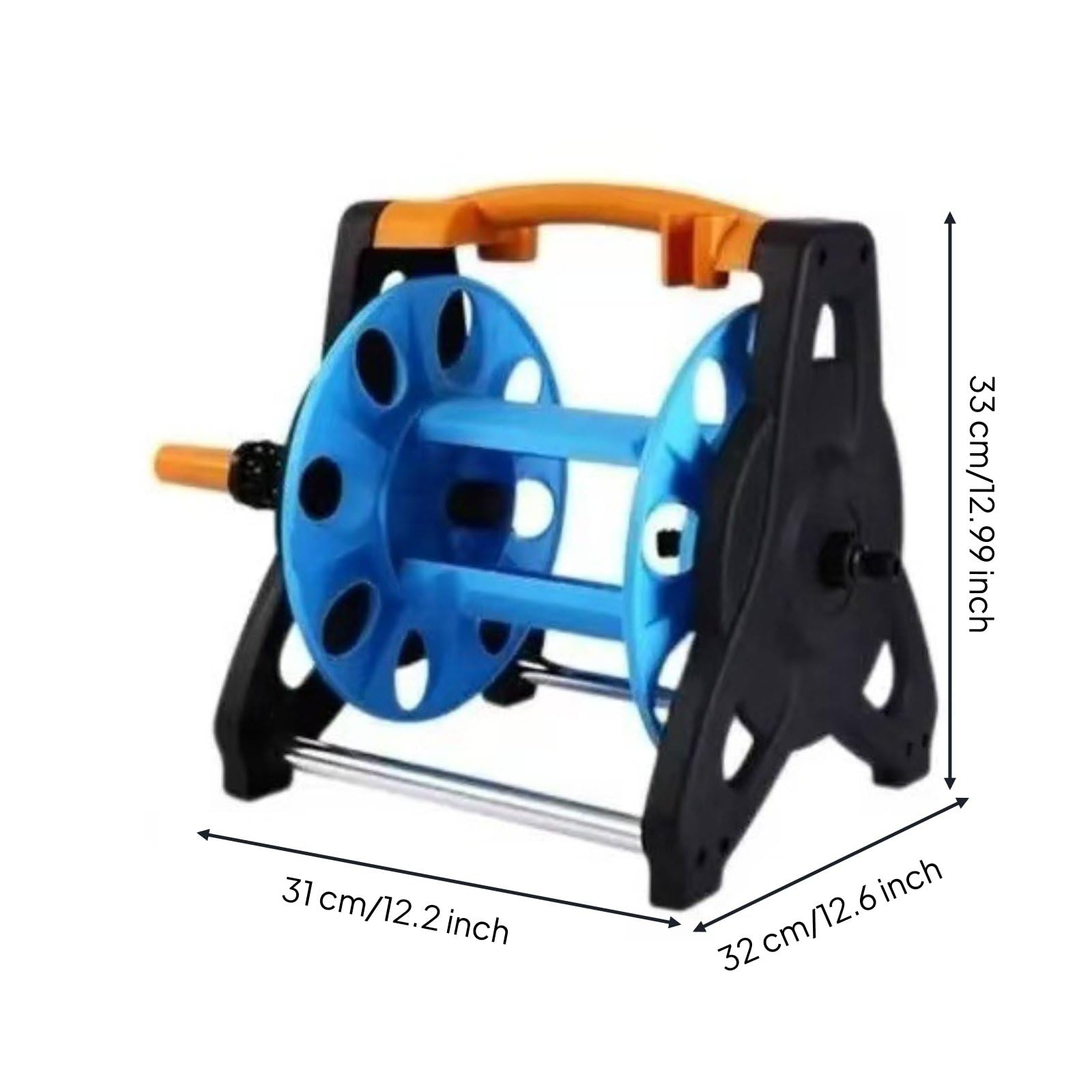 Avvolgitubo da Giardino Carrello Portatubo Supporto Tubo Bobina Tubazioni con Trasporto Facile Maniglia Ergonomica in E Acciaio Adatto per Giardino Terrazza