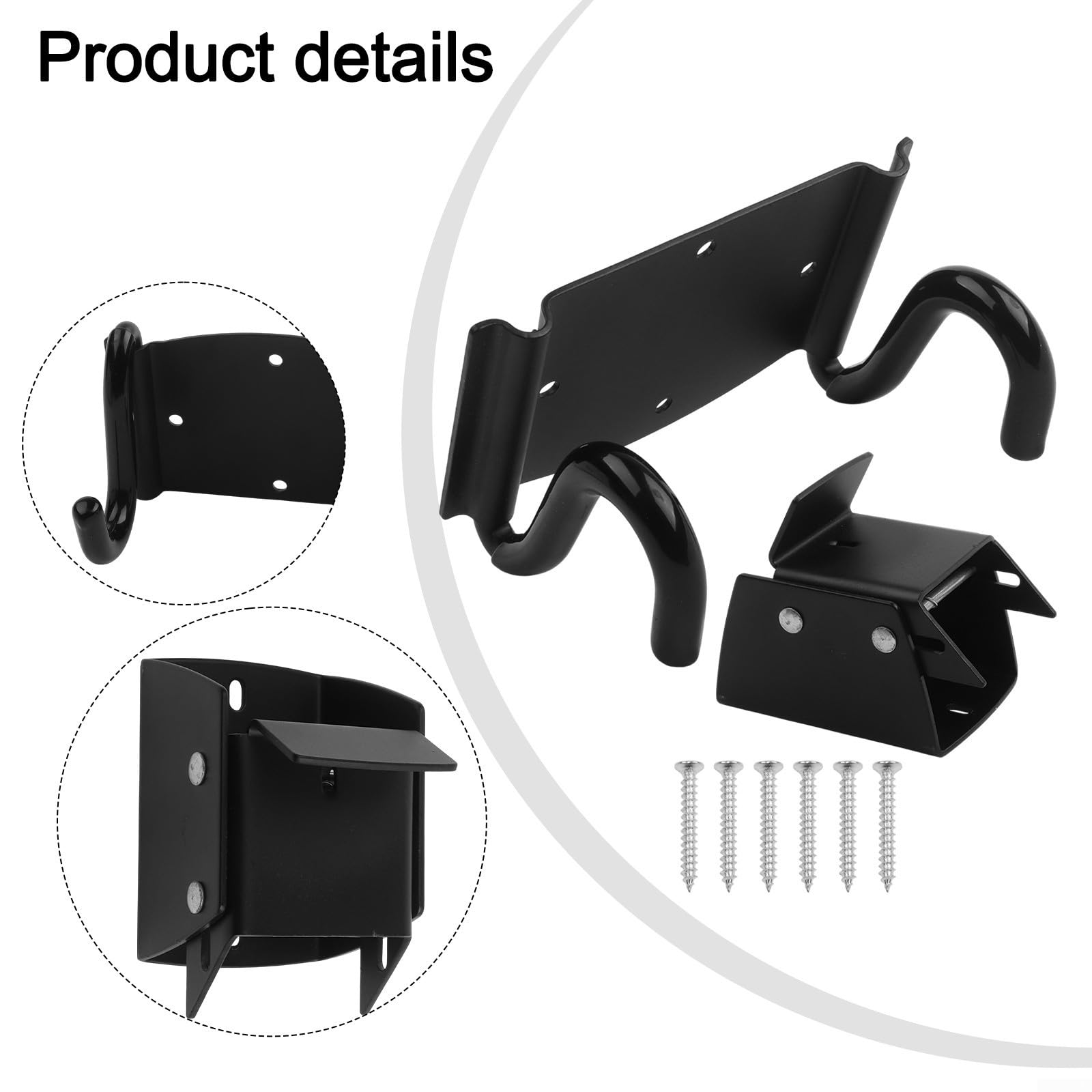 Crochet de brouette robuste – Capacité de 40,8 kg, support de rangement peu encombrant pour la plupart des modèles de brouette, loquet de levage à ressort, noir