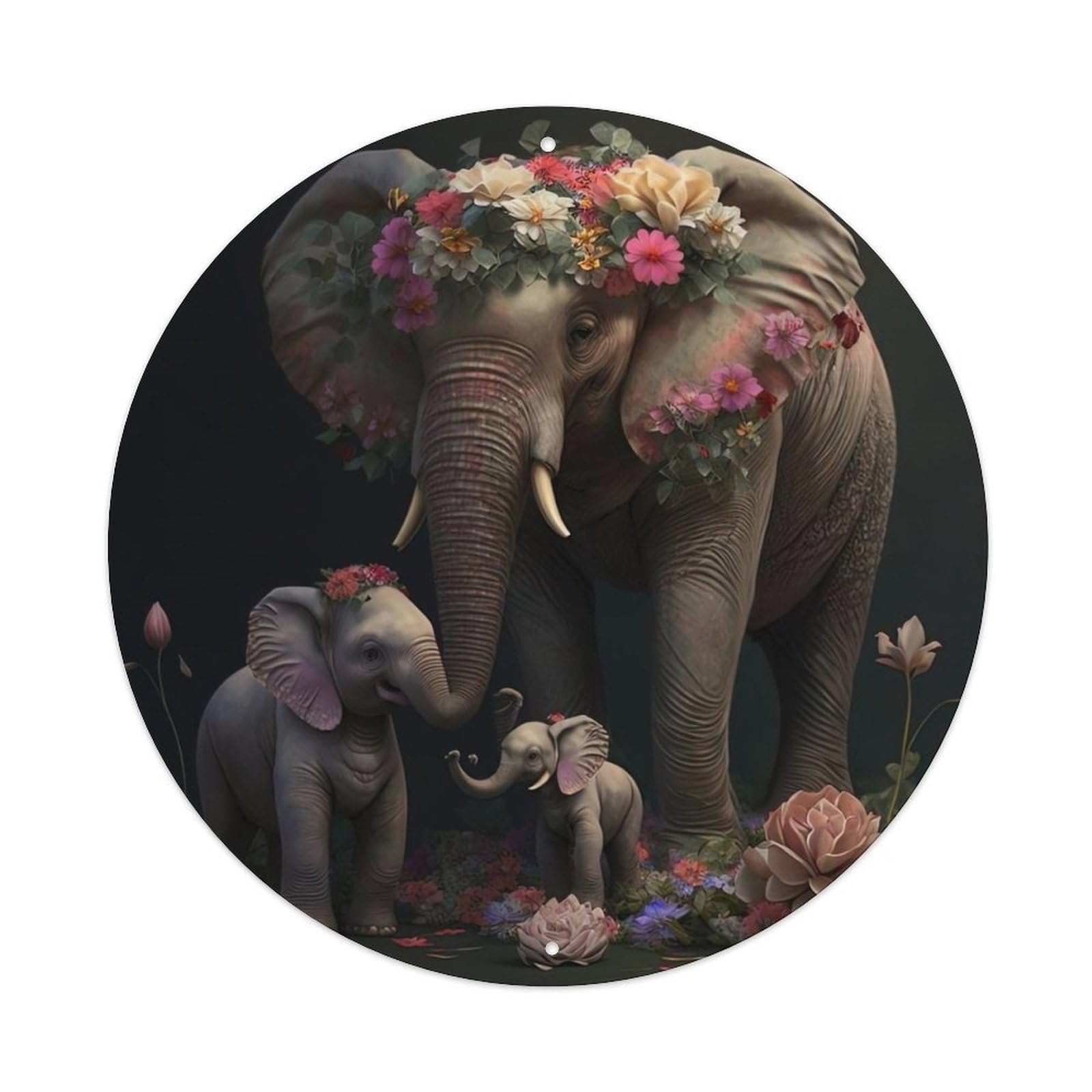 Animal Artwork Elephant And Its Baby Vintage Metal Tin Sign Plaque Wall Decor for Cafe, Club Bar, Office, Garden Metal Poster 8x8Inch