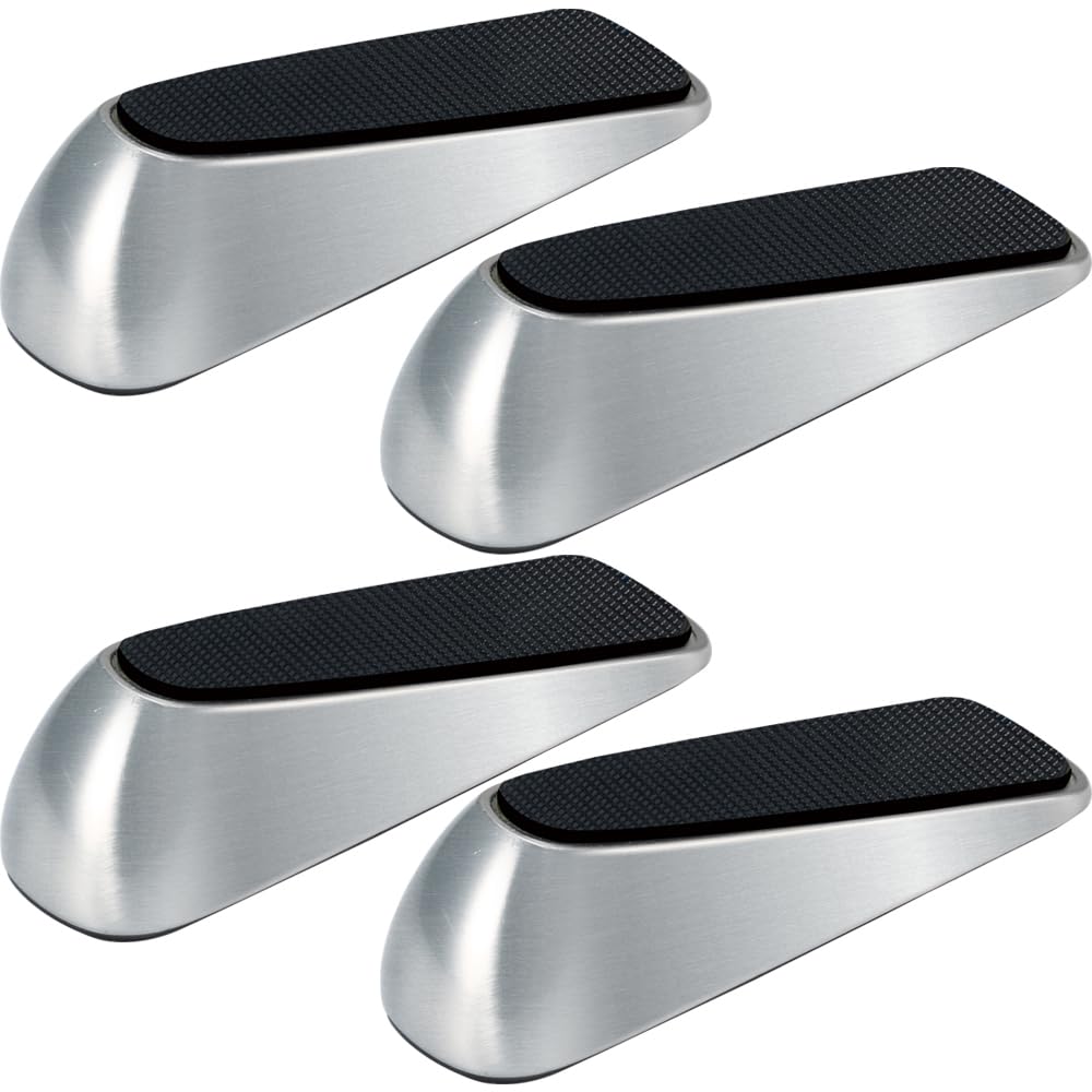 4 Cunei Antiscivolo Per Porte - Gomma Nera Con Maniglia Acciaio, Per Bambini E Animali - Foto 10